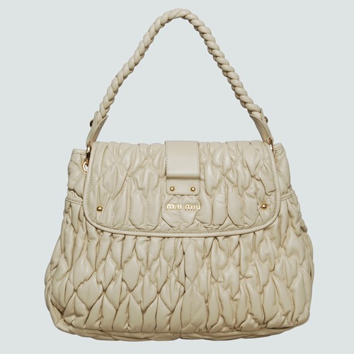 90290 Miu Miu Tote Borse Flap Matelasse Nappa Leather Beige 90290